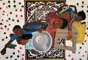 Painting titled "Houli" by Awe Haiwe, Original Artwork, Acrylic Mounted on Other rigid panel