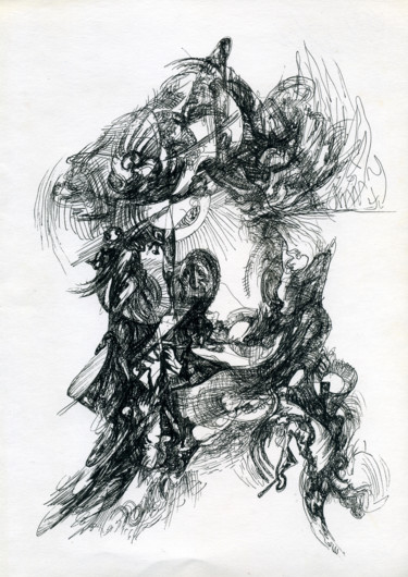 Рисунок под названием "Sketches in the sha…" - Ax Malin, Подлинное произведение искусства, Шариковая ручка