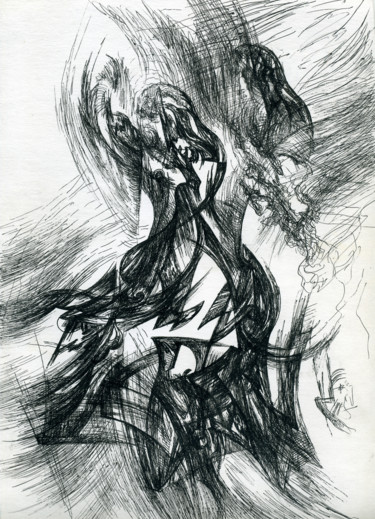 Dessin intitulée "Sketches in the sha…" par Ax Malin, Œuvre d'art originale, Stylo à bille
