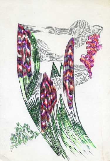 Dessin intitulée "Sketches in the sha…" par Ax Malin, Œuvre d'art originale, Stylo à bille