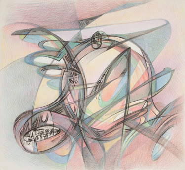 Рисунок под названием "particle" - Ax Malin, Подлинное произведение искусства, Цветные карандаши