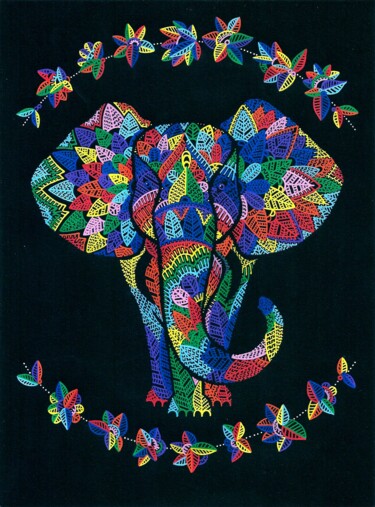 Рисунок под названием "Elephant" - Axbane, Подлинное произведение искусства, Акрил
