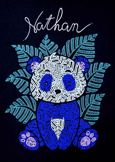 Dessin intitulée "Panda" par Axbane, Œuvre d'art originale, Acrylique