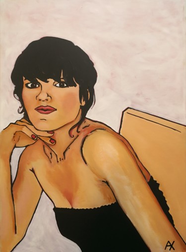 Painting titled "Portrait de Julie" by Ax Creart, Original Artwork, Acrylic