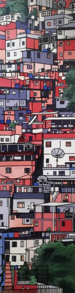 Malerei mit dem Titel "Favelas vertical (l…" von Ax Creart, Original-Kunstwerk, Acryl