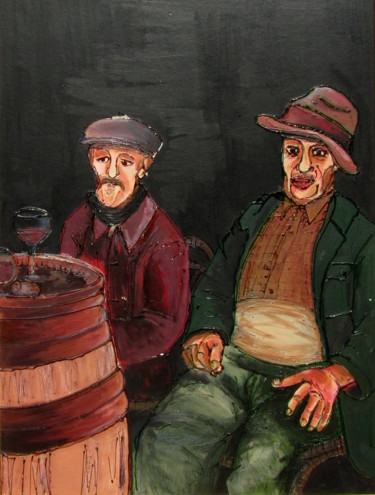 Peinture intitulée "Deux vieux" par Ax Creart, Œuvre d'art originale, Acrylique