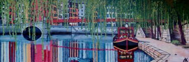 Painting titled "Quai Tilsitt, vue d…" by Ax Creart, Original Artwork, Acrylic