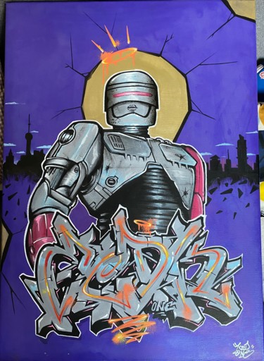 Malerei mit dem Titel "Robocop" von Kzed, Original-Kunstwerk, Acryl
