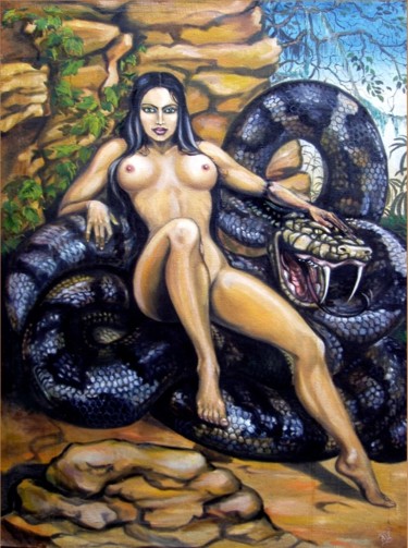 Pittura intitolato "King snake" da Nadezhda Donova, Opera d'arte originale, Olio