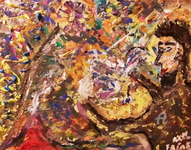 Pintura titulada "Mi primo "Jano", mi…" por Axel Frías, Obra de arte original, Acrílico Montado en Otro panel rígido