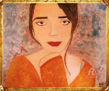 Painting titled "Sara "La musa"" by Axel Frías, Original Artwork, Watercolor Mounted on Glass