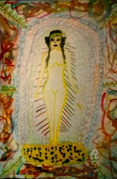 Pintura titulada "El oráculo de Delfo…" por Axel Frías, Obra de arte original, Lápiz Montado en Vidrio