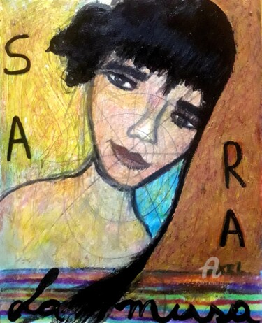 Peinture intitulée "Sara "La musa" II" par Axel Frías, Œuvre d'art originale, Huile Monté sur Verre