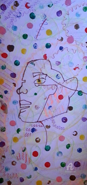 Картина под названием "Rostro abstracto" - Axel Frías, Подлинное произведение искусства, Темпера