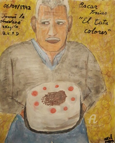 Schilderij getiteld "El "Tata colores"" door Axel Frías, Origineel Kunstwerk, Aquarel