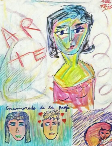 Pintura intitulada "Dibujos random" por Axel Frías, Obras de arte originais, Cera