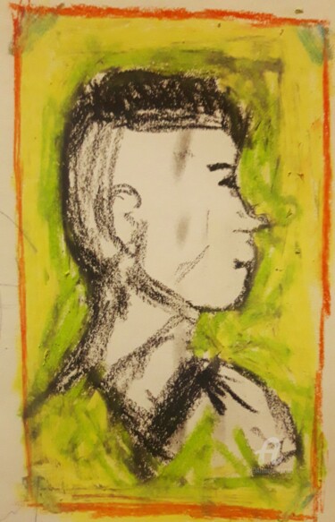 Peinture intitulée "Estudio de cabeza h…" par Axel Frías, Œuvre d'art originale, Pastel