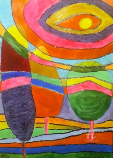 Pintura titulada "Un mundo de colores" por Axel Frías, Obra de arte original, Oleo Montado en Vidrio
