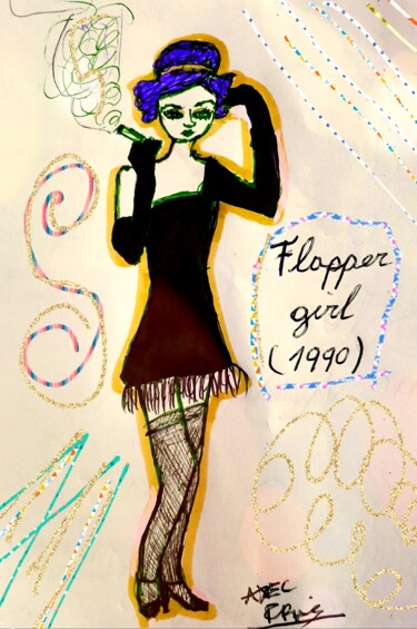 Arts numériques intitulée "Flapper girl" par Axel Frías, Œuvre d'art originale, Peinture numérique