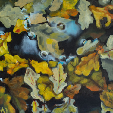 Malerei mit dem Titel "Herbstblätter" von Axel Jung, Original-Kunstwerk, Öl