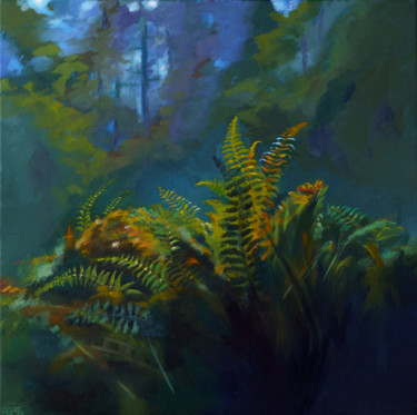 제목이 "Dunkelheit"인 미술작품 Axel Jung로, 원작, 기름 나무 들것 프레임에 장착됨