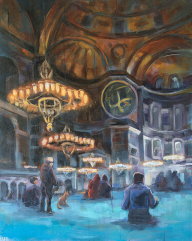 Painting titled "Hagia Sophia in der…" by Axel Jung, Original Artwork, Oil Mounted on Wood Stretcher frame