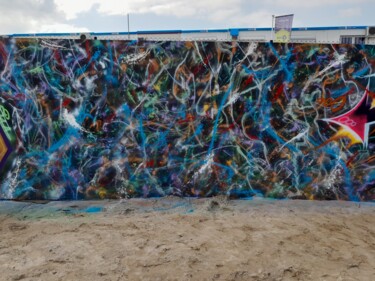 Schilderij getiteld "Brussels beach" door Axel Van Steenberghe, Origineel Kunstwerk, Graffiti
