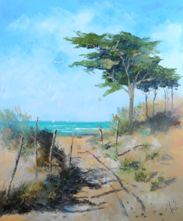 L'île de Ré Peinture intitulée "L'île de Ré" par Axelle Bosler, Œuvre d'art originale, Huile Monté sur Châssis en bois