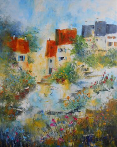 Painting titled "Village aux mille f…" by Axelle Bosler, Original Artwork, Oil