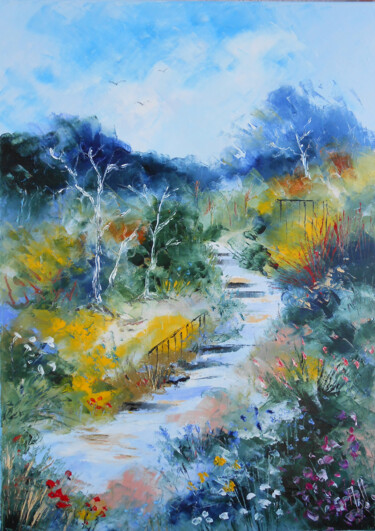 Painting titled "Le Jardin d'Hiver" by Axelle Bosler, Original Artwork, Oil Mounted on Wood Stretcher frame