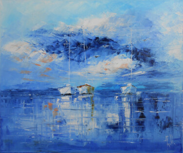 Painting titled "Quelque part sur le…" by Axelle Bosler, Original Artwork, Oil Mounted on Wood Stretcher frame