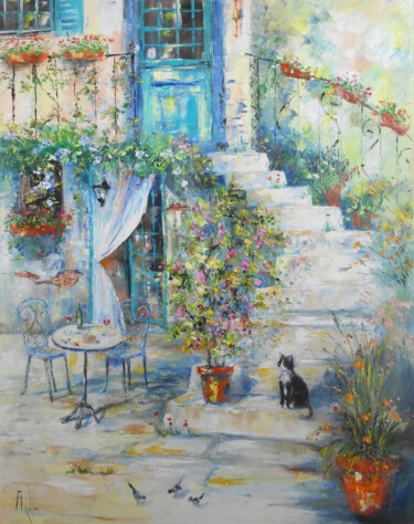 Pintura titulada "Floraison du Bonheur" por Axelle Bosler, Obra de arte original, Oleo Montado en Bastidor de camilla de mad…