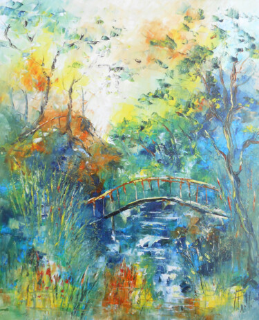 Картина под названием "Le Pont des Sourires" - Axelle Bosler, Подлинное произведение искусства, Масло Установлен на Деревянн…