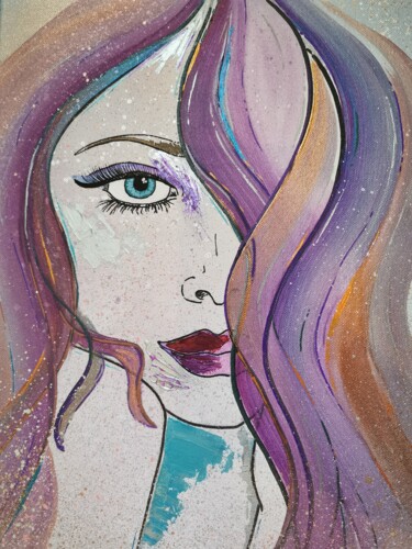 Картина под названием "Violette" - Axelle Chardon, Подлинное произведение искусства, Акрил Установлен на Деревянная рама для…