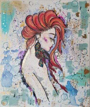 Painting titled "Métamorphose" by Axelle Chardon, Original Artwork, Acrylic Mounted on Wood Stretcher frame