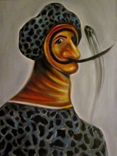 Peinture intitulée "Self Portrait with…" par Geoffrey Cervantes/Axis, Œuvre d'art originale, Huile