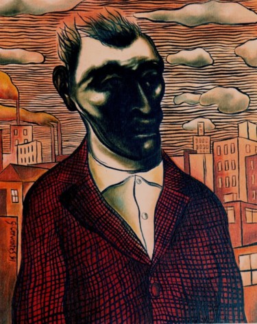 Peinture intitulée "Portrait of Fred Bl…" par Geoffrey Cervantes/Axis, Œuvre d'art originale