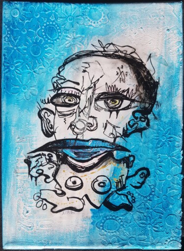 Schilderij getiteld "Bleu évasion" door Aya So, Origineel Kunstwerk, Acryl