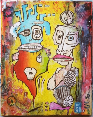 Painting titled "13-15-20 intensément" by Aya So, Original Artwork, Acrylic Mounted on Wood Stretcher frame