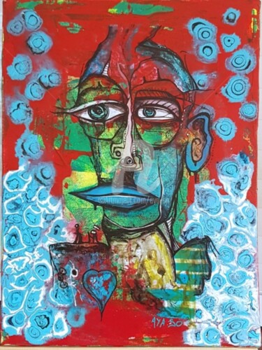 Malerei mit dem Titel "Avec soi pour soi" von Aya So, Original-Kunstwerk, Acryl