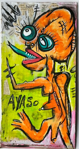 Schilderij getiteld "Lengua de serpiente" door Aya So, Origineel Kunstwerk, Acryl