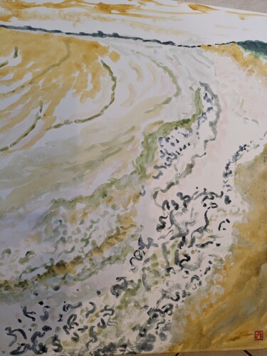 Peinture intitulée "La vague - Plage de…" par Ayako Guerin, Œuvre d'art originale, Acrylique