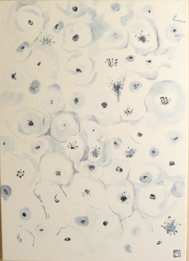 Pintura intitulada "nuage de fleurs" por Ayako Guerin, Obras de arte originais, Acrílico Montado em Armação em madeira