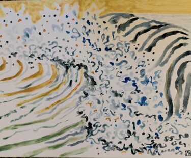 Peinture intitulée "Jeux de vagues" par Ayako Guerin, Œuvre d'art originale, Acrylique Monté sur Châssis en bois