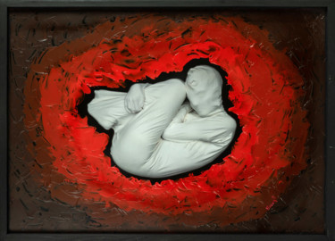 Painting titled "Fetus" by Ercan Aydeniz, Original Artwork, Acrylic Mounted on Wood Panel