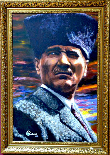 Pintura titulada "Atatürk" por Aydın Bostancı, Obra de arte original, Acrílico Montado en Bastidor de camilla de madera