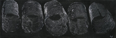 Pittura intitolato "Cinq formes cylidri…" da Ayel, Opera d'arte originale, Acrilico Montato su Telaio per barella in legno