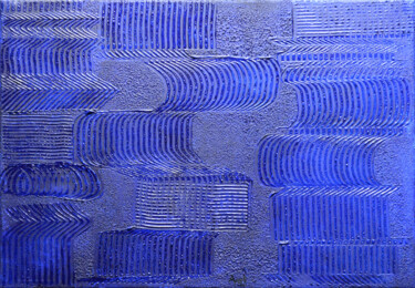 Painting titled "Modulations bleues" by Ayel, Original Artwork, Acrylic Mounted on Wood Stretcher frame