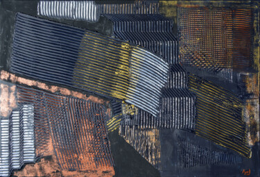 Картина под названием "Couleurs métalliques" - Ayel, Подлинное произведение искусства, Акрил Установлен на Деревянная рама д…