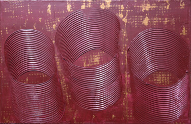 Painting titled "Les trois tubes" by Ayel, Original Artwork, Acrylic Mounted on Wood Stretcher frame